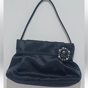 MENBUR Black Evening Bag Short Strap Handbag Pocketbook Purse Gemstones